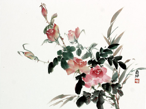 600x449 Oriental Brushstrokes, Traditional Chinese Brush Painting, Cards - Traditional Chinese Watercolor