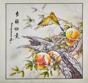 300x282 26 Silk Brocade Traditional Chinese Painting Watercolor Bird - Traditional Chinese Watercolor