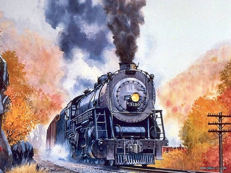 960x720 Old - Train Watercolor