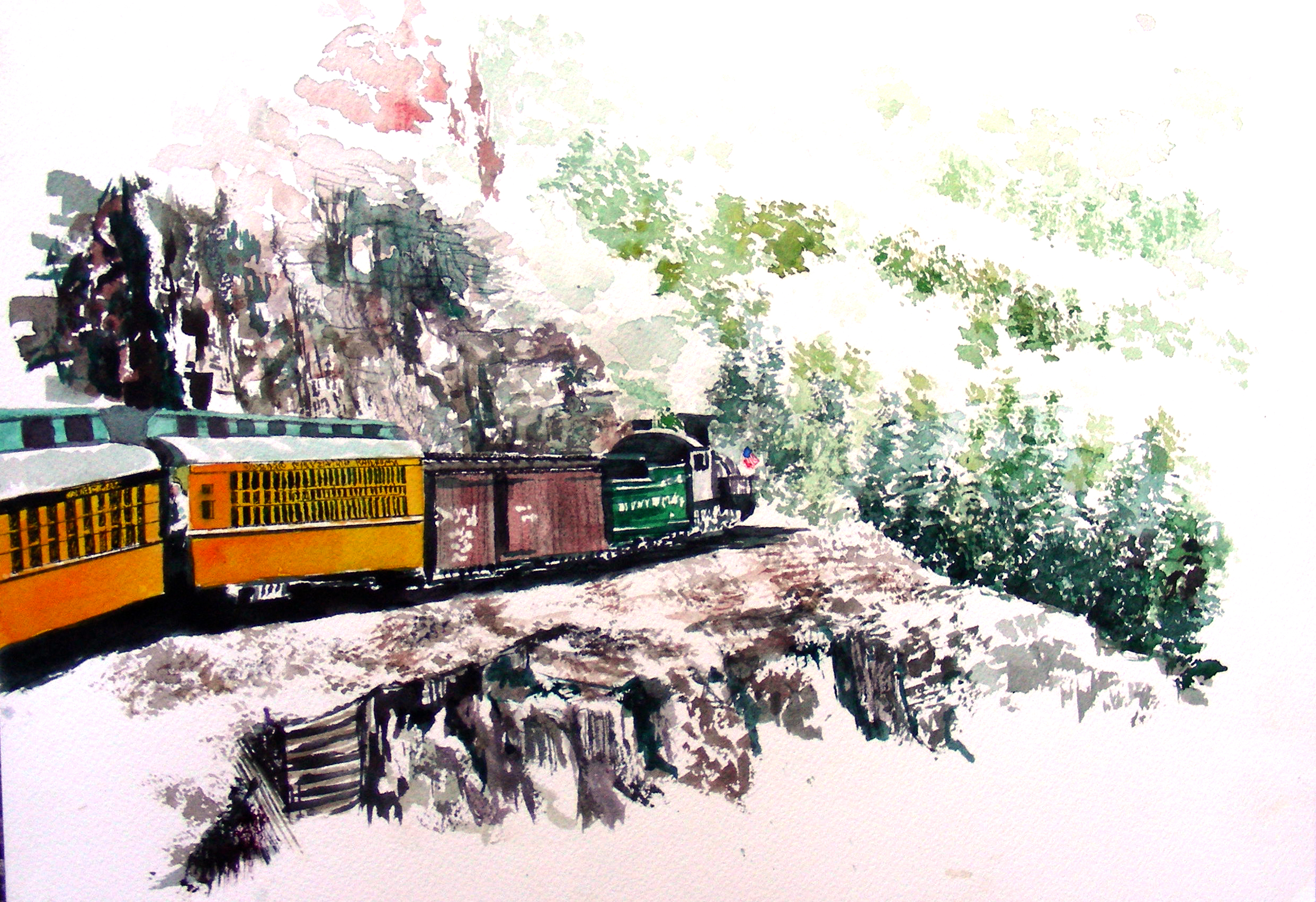 2485x1704 Excursion Train Recollections 54 The Art Of David Tripp - Train Watercolor