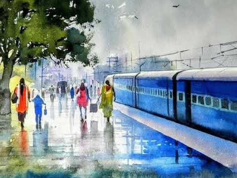 480x360 Indian Railway Paintings By Bijaya Biswal - Train Watercolor Paintings