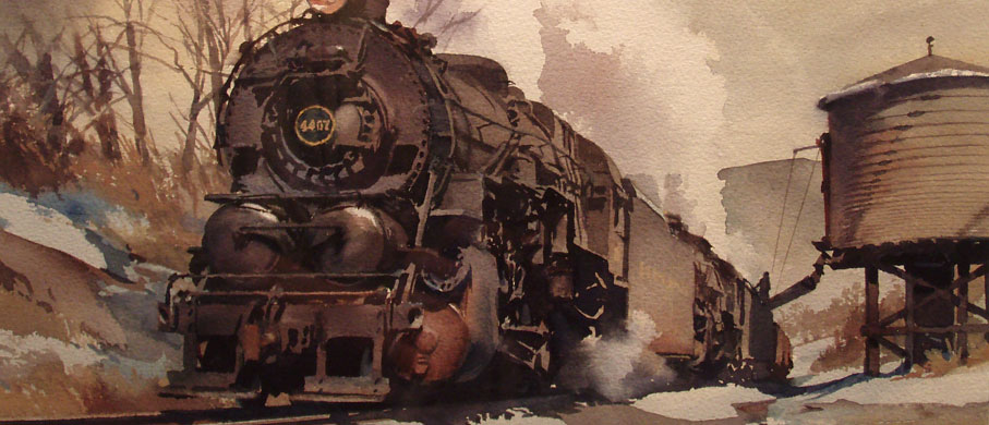 907x390 Collector Train Art Featuring Original Ted Rose Watercolors And - Train Watercolor Paintings