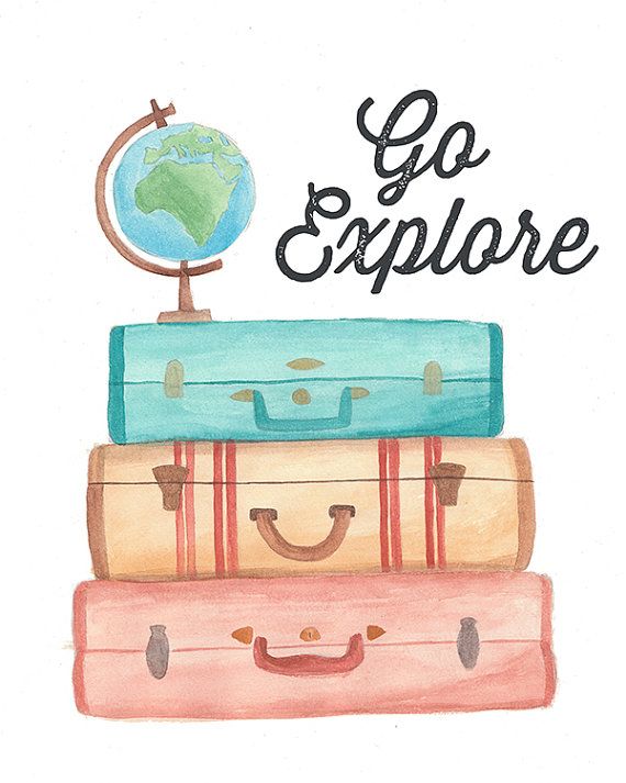 570x713 Go Explore Travel Watercolor Art Print By Sarahfrancesart On Etsy - Travel Watercolor
