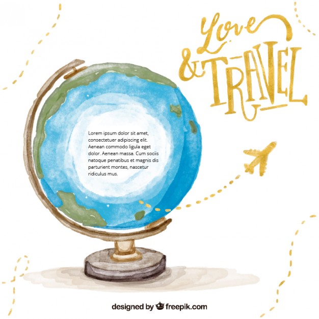 626x626 Travel Around The World Watercolor Background Vector Free Download - Travel Watercolor