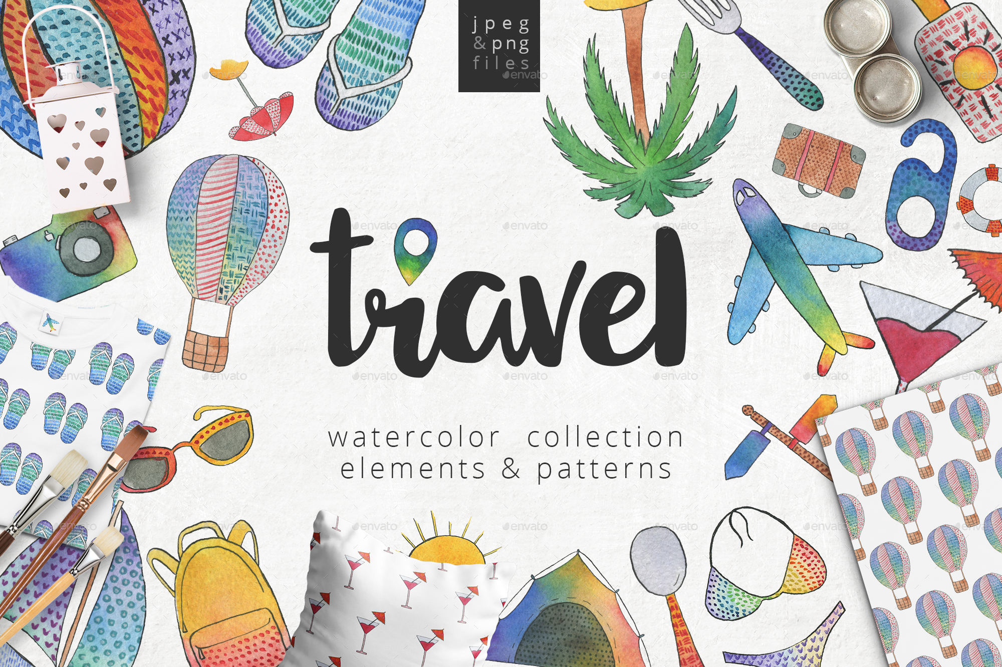 2000x1331 Watercolor Travel Pack By Likorbut Graphicriver - Travel Watercolor