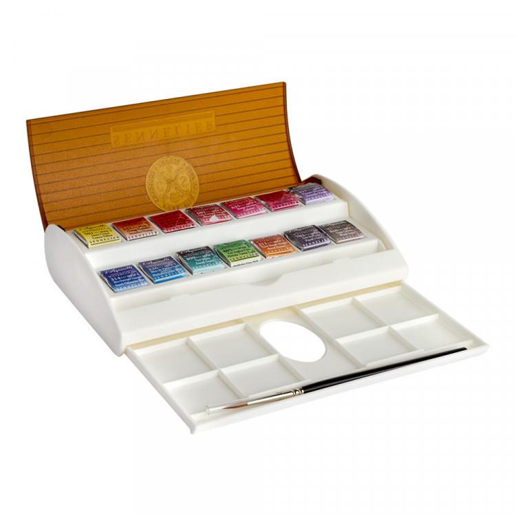 750x750 Sennelier Watercolour Travel Box Set Of 14 Half Pans Amp Brush - Travel Watercolor Set