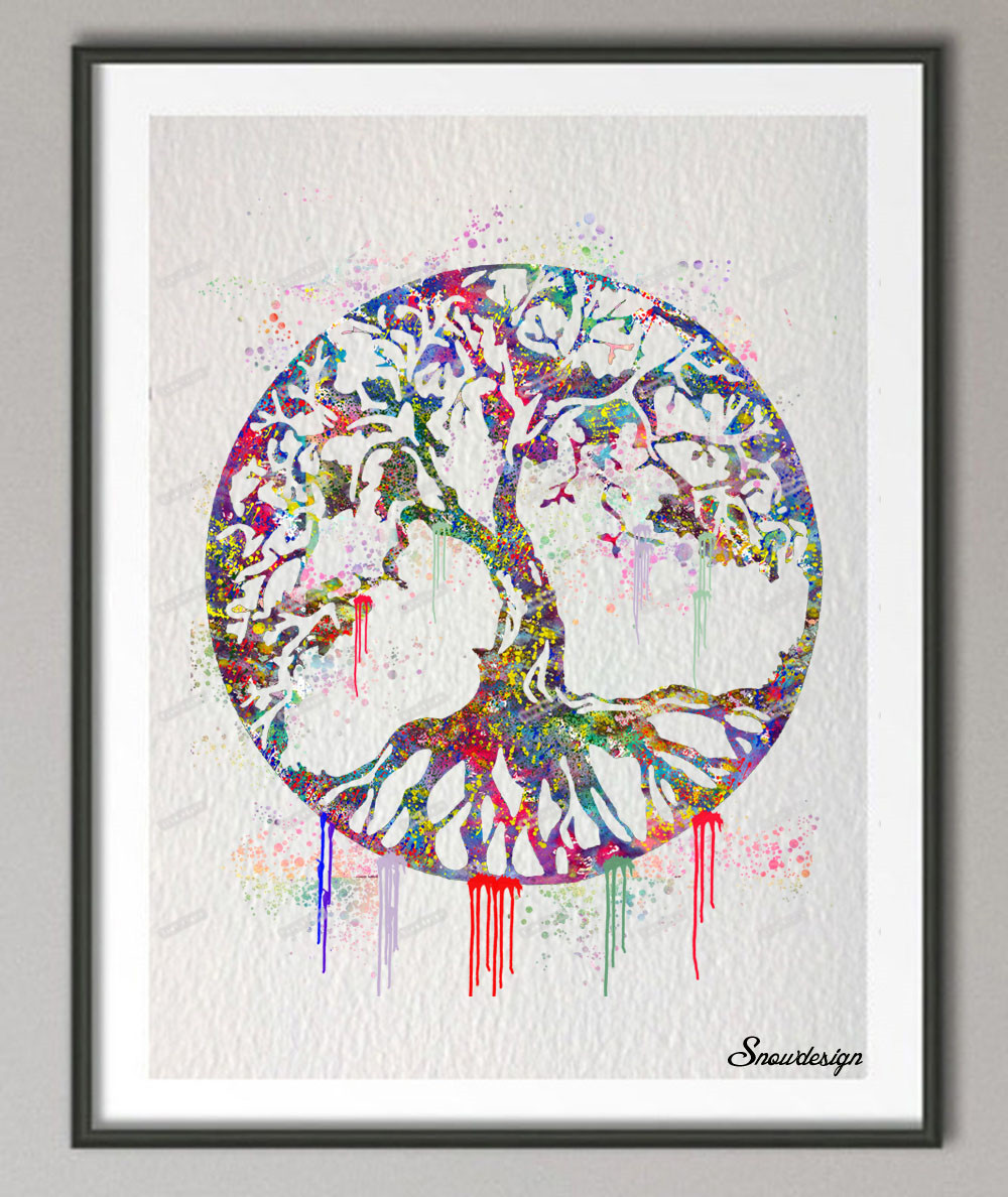 1000x1188 Diy Original Watercolor Round Tree Of Life Canvas Painting Wall - Tree Of Life Watercolor