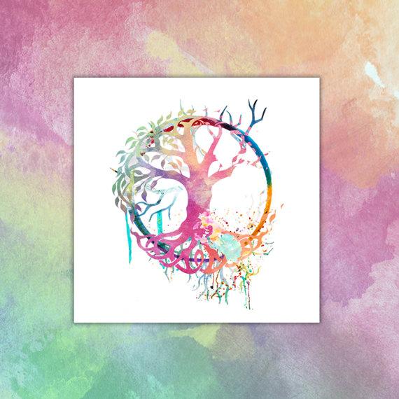 570x570 Tree Of Life Watercolor Temporary Tattoo Etsy - Tree Of Life Watercolor