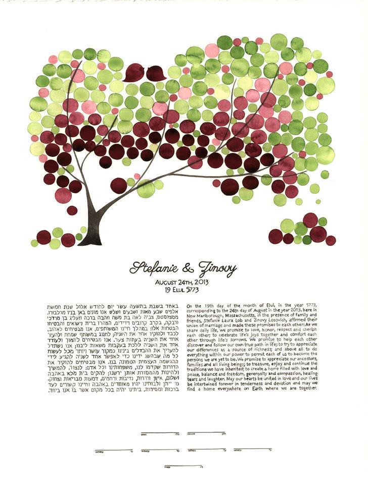 728x971 Watercolor Ketubah Calligraphy - Tree Of Life Watercolor