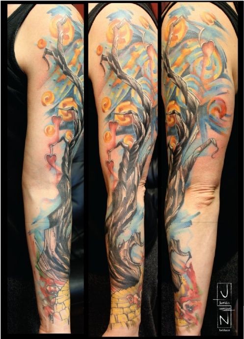 497x689 Stylish Tree Of Life Watercolor Tattoo On Arm For Girls Search - Tree Of Life Watercolor Tattoo