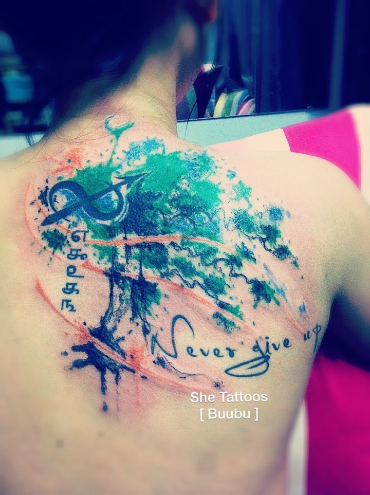 720x963 Vintage Tree Of Life Watercolor Tattoo On Shoulder Blade For Girls - Tree Of Life Watercolor Tattoo