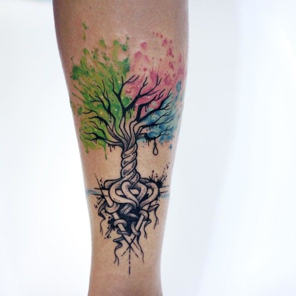 600x600 Watercolor Tattoo Check Nature Check Celtic Knot Check Cool - Tree Of Life Watercolor Tattoo