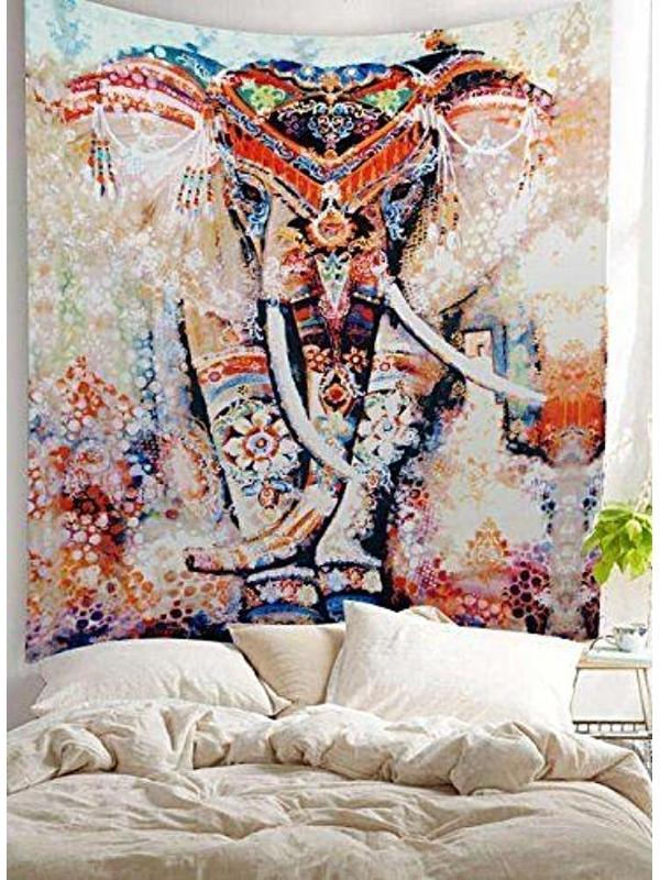 600x800 Tribal Watercolor Collage Boho Elephant Wall Fabric Tapestry - Tribal Watercolor