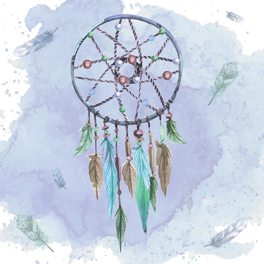 864x864 Tribal Watercolor Dream Catcher In Blue Large Size Digital Art - Tribal Watercolor