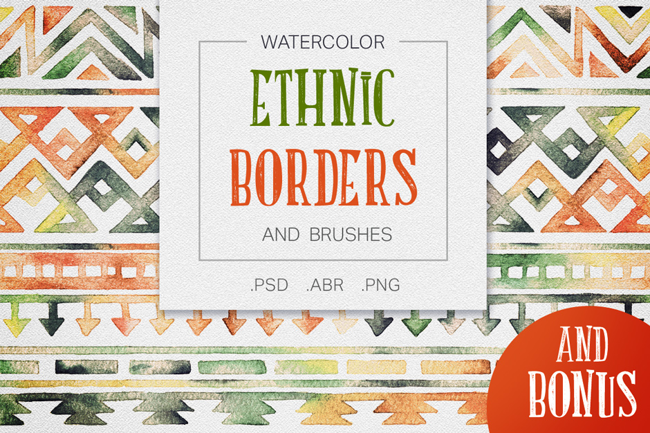 940x626 Watercolor Tribal Borders Amp Brushes - Tribal Watercolor