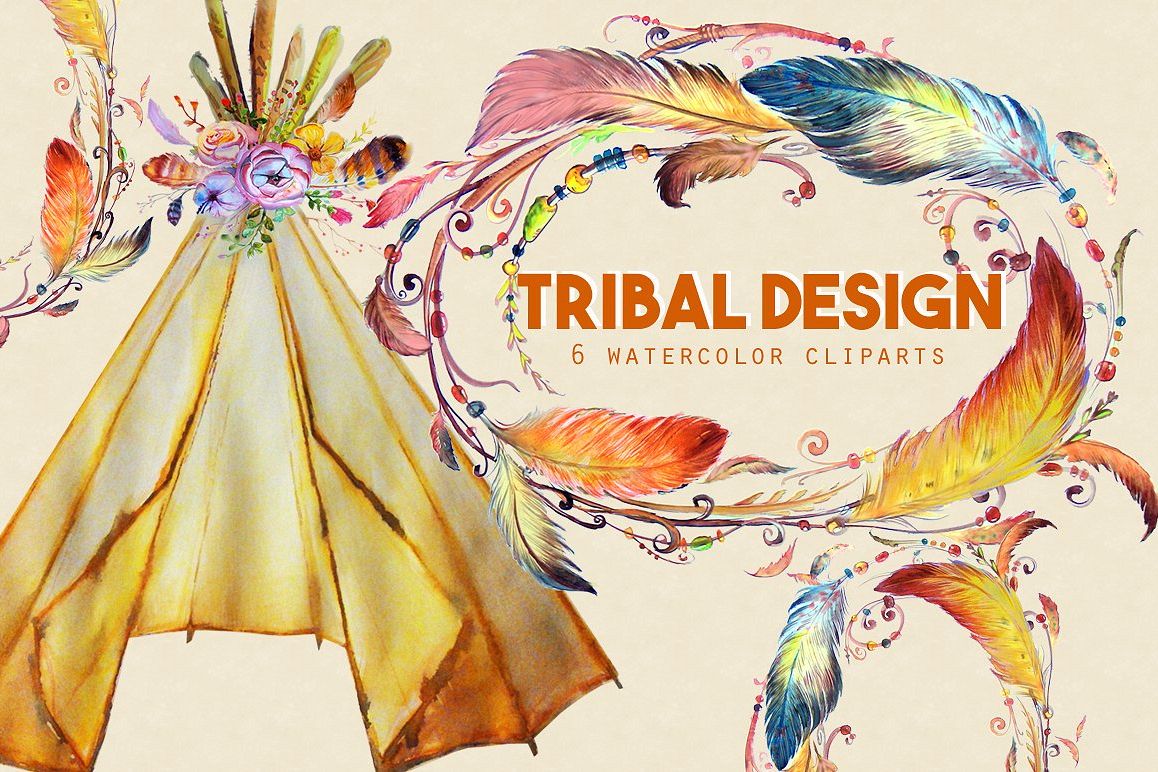 1158x772 Watercolor Tribal Designs Clipart Images By Whimseez - Tribal Watercolor
