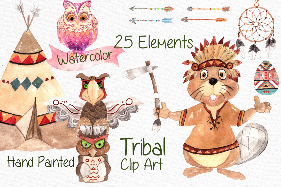 1160x772 Watercolor Kids Tribal Clipart - Tribal Watercolor