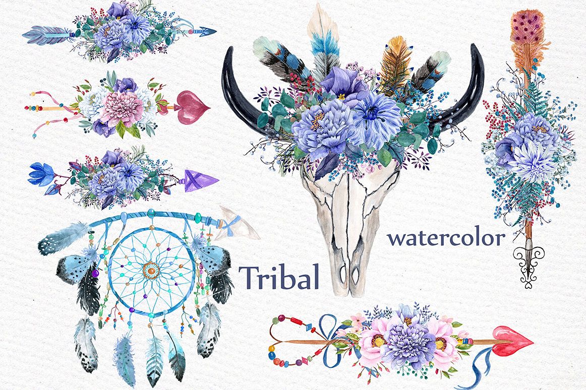 1162x774 Watercolor Tribal Clipart - Tribal Watercolor