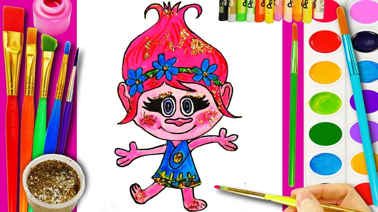 1280x720 Trolls Poppy Coloring - Trolls Watercolor