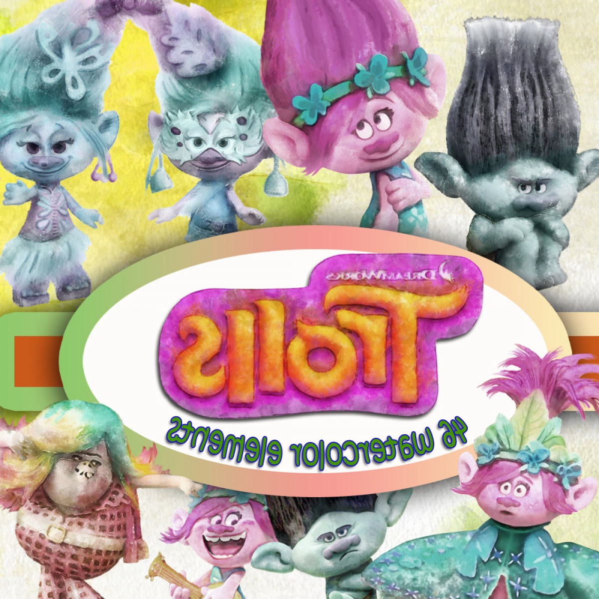 1200x1200 Trolls Clipart Watercolor Clip Art Geekchicpro - Trolls Watercolor