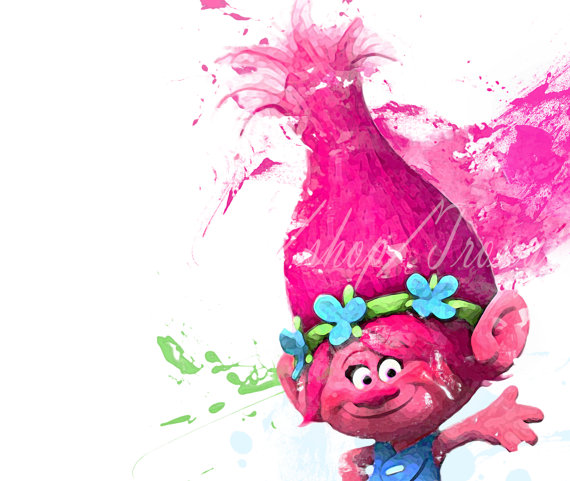 570x481 Trolls Poppy Poster, Trolls Watercolor Poppy Print, Home Decor - Trolls Watercolor