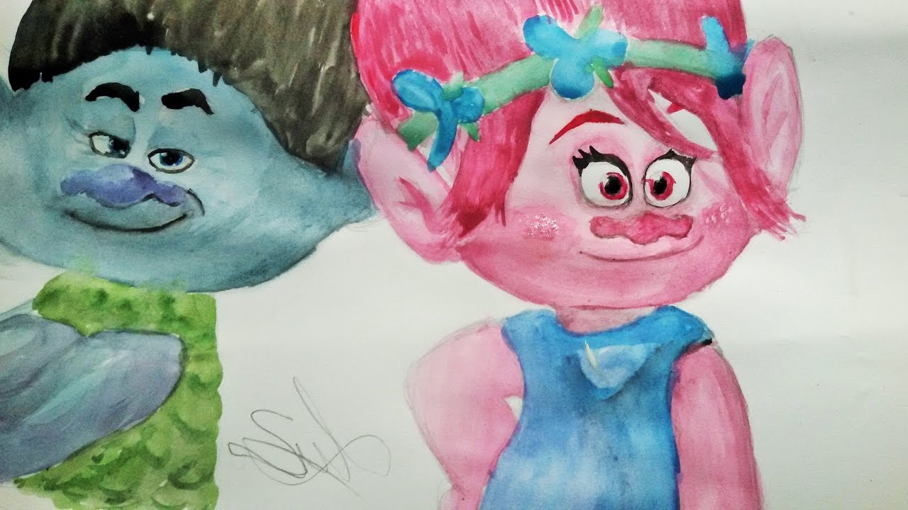 1280x720 Drawing Trolls Poppy And Branch - Trolls Watercolor