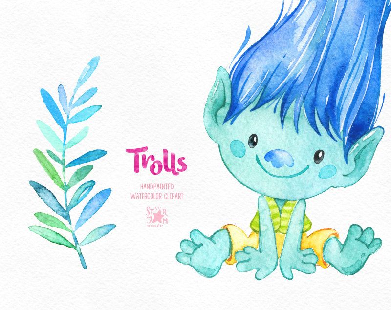 800x635 Watercolor Clip - Trolls Watercolor