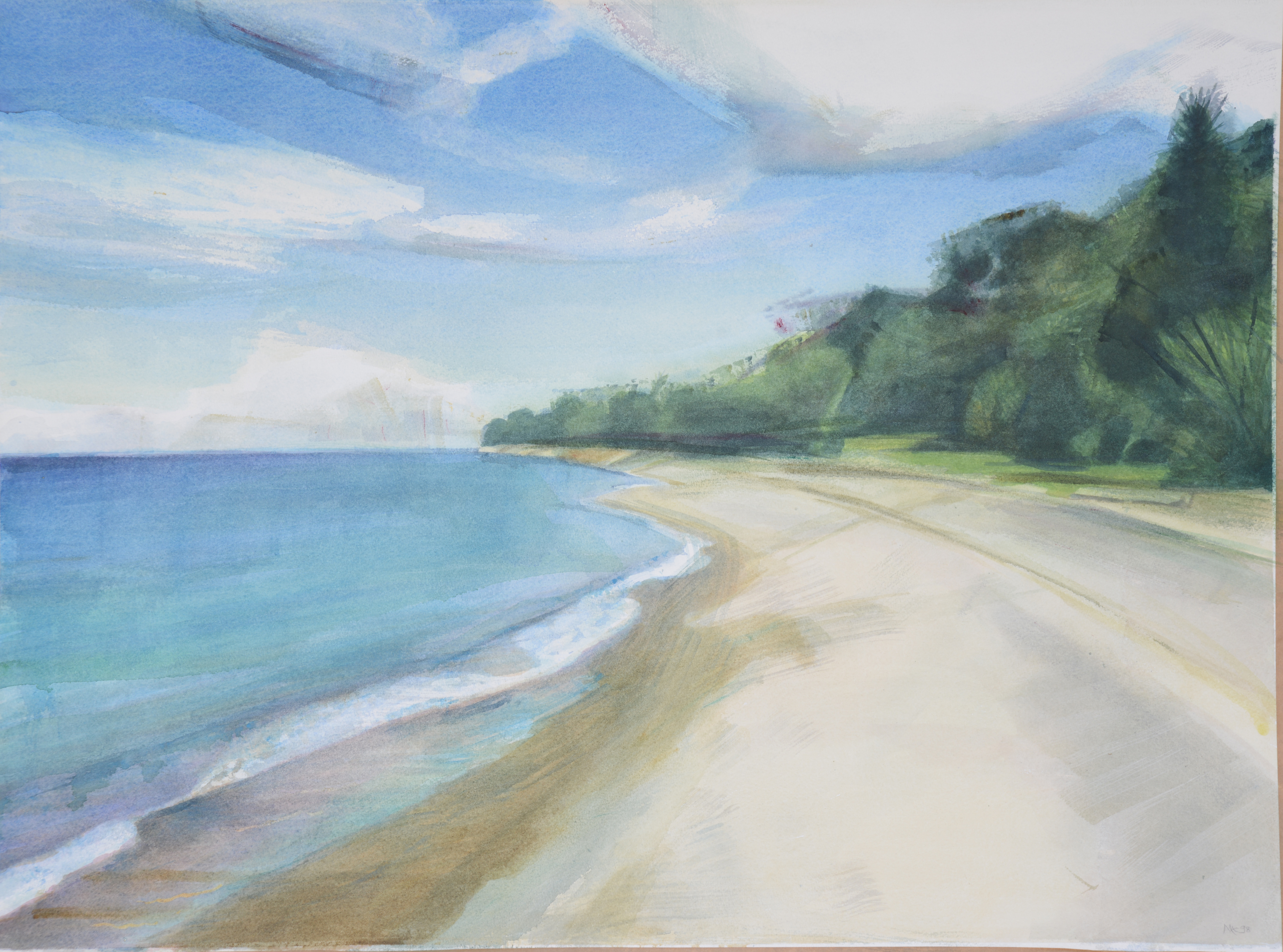 5933x4402 Tropical Beach Scene, Indonesia, 594 X 841 Mm Watercolour, Price - Tropical Beach Watercolor