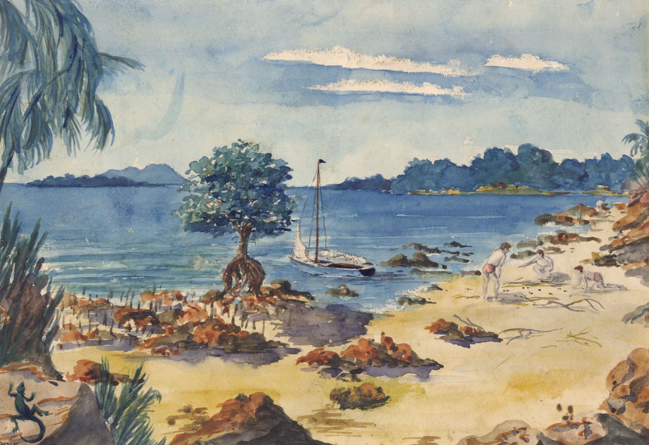 1311x900 Vibrant Contemporary Watercolour - Tropical Beach Watercolor