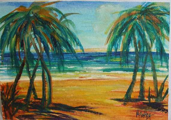 570x400 Beach Landscape Painting Lovely Watercolor Painting Landscape - Tropical Beach Watercolor