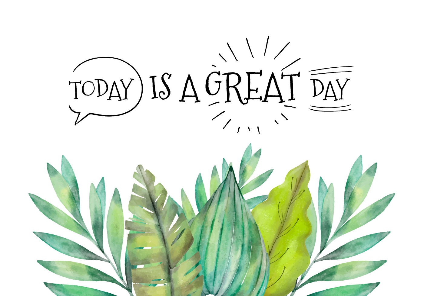 1400x980 Watercolor Leaves Free Vector Art - Tropical Leaves Watercolor