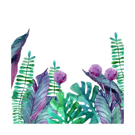 473x473 Watercolor Tropical Leaves Background Prints By Tanycya - Tropical Leaves Watercolor
