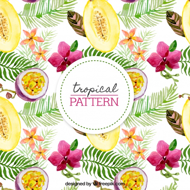 626x626 Pretty Tropical Watercolor Pattern Vector Free Download - Tropical Watercolor