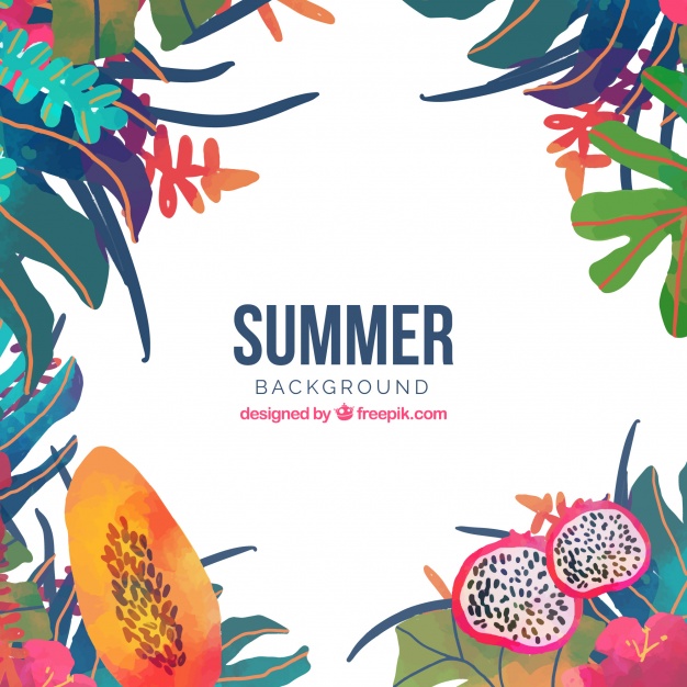 626x626 Tropical Watercolor Background Vector Free Download - Tropical Watercolor