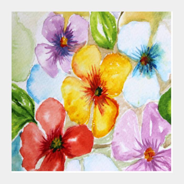 700x700 Tropical Watercolor Flowers Spring Design Floral Background Square - Tropical Watercolor Flowers