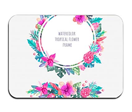 425x362 Huangyan Fantastic Doormat Round Frame Of Tropical - Tropical Watercolor Flowers