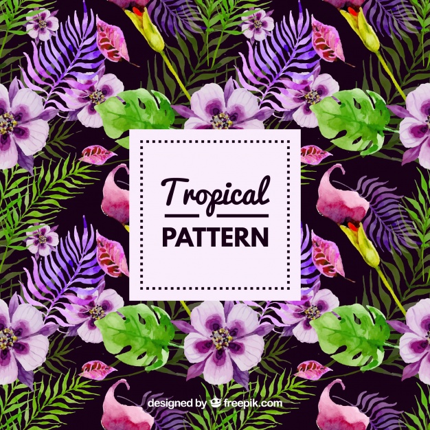 626x626 Tropical Watercolor Flowers Pattern Stock Images - Tropical Watercolor Flowers