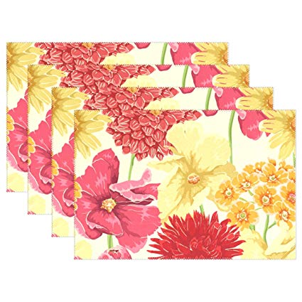 425x425 Wihve Placemats Wipeable Dining Watercolor Flowers - Tropical Watercolor Flowers