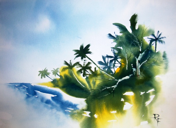 611x446 International Watercolor Artists - Tropical Watercolor Paintings