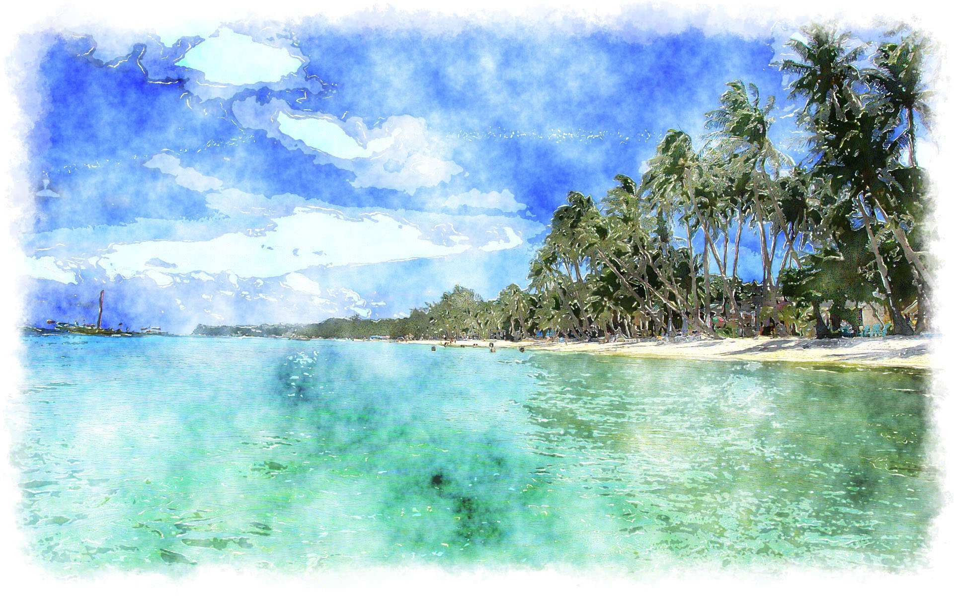 1920x1200 Island Painting Inspirational Watercolor Tropical Island - Tropical Watercolor Paintings