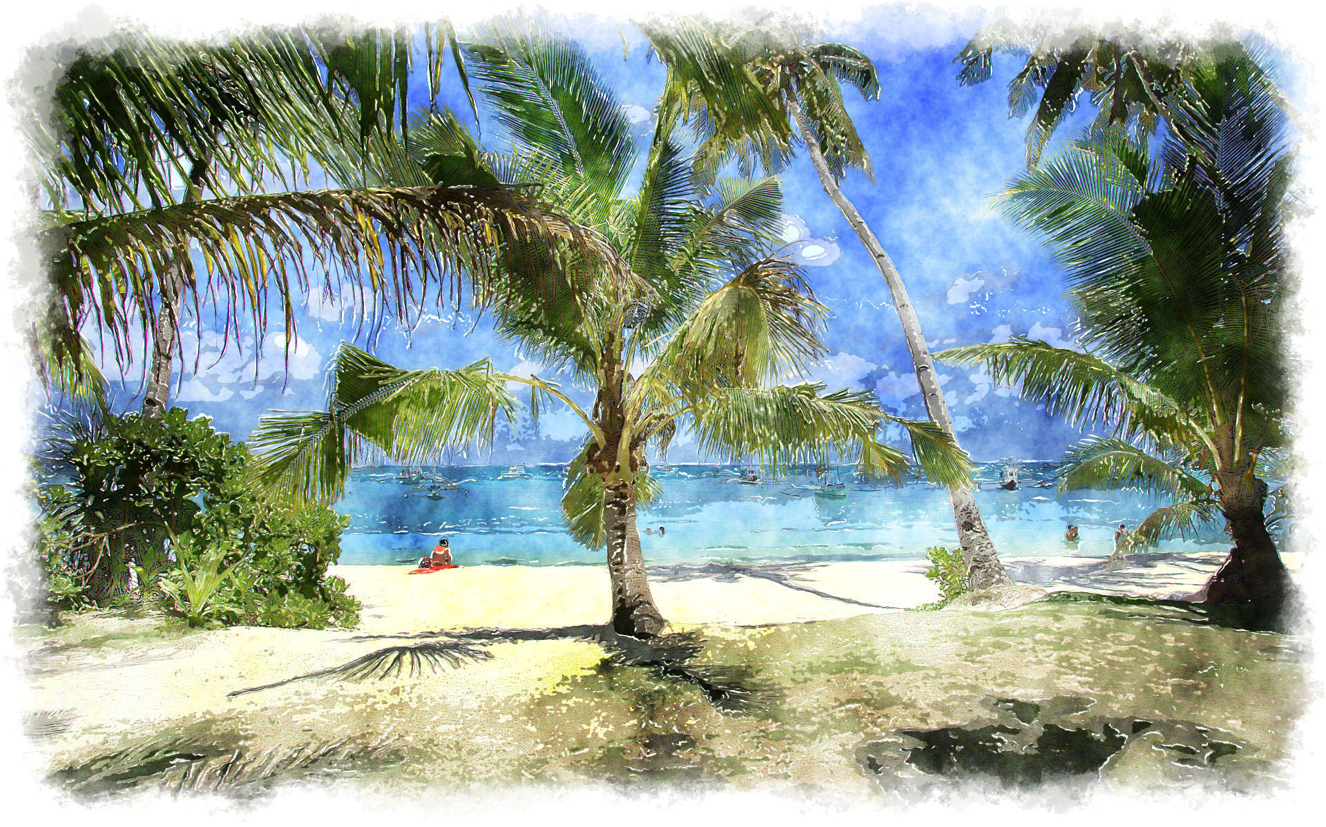 1920x1198 Watercolor Tropical Scenery - Tropical Watercolor Paintings