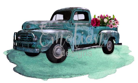 570x346 Ford Truck Watercolor Clip Art Bundle Instant Download Etsy - Truck Watercolor
