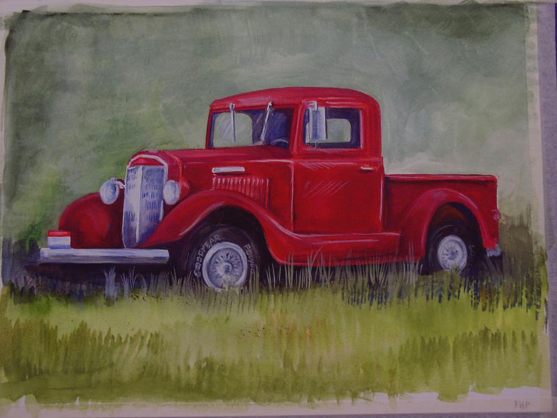 800x600 Olde Red Truck (W.i.p.) - Truck Watercolor