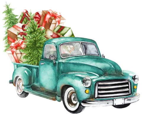 480x388 Watercolor Turquoise Truck - Truck Watercolor