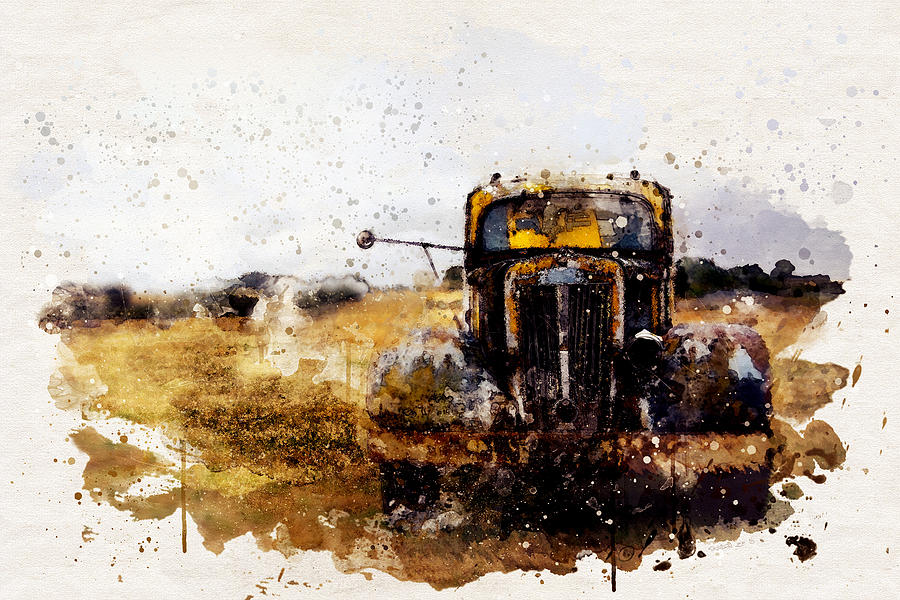 900x600 Antique Truck Watercolor Digital Art By Sharalee Art - Truck Watercolor