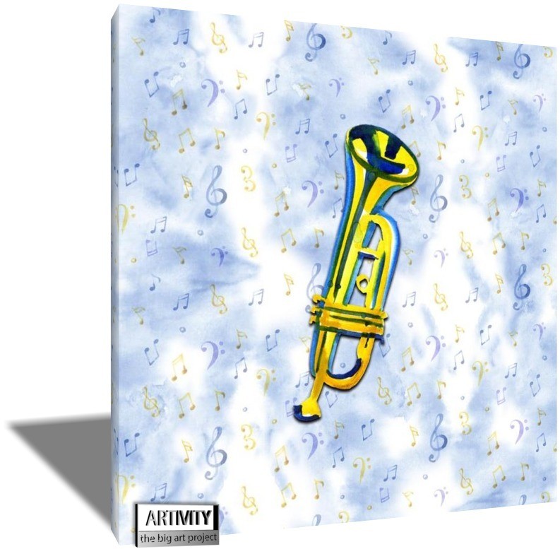 793x777 Watercolor Copper Brass Band Trumpet On Soft Blue Background - Trumpet Watercolor