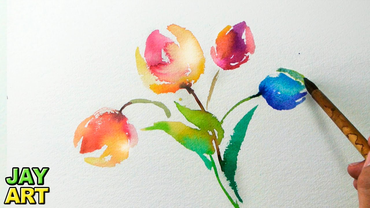 1280x720 Tulips Watercolor Painting (Fast And Easy) - Tulip Watercolor