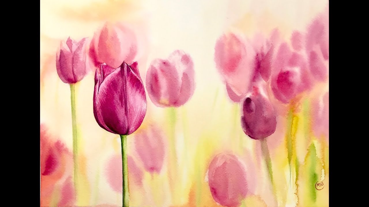 1280x720 Tulips In Watercolors Painting Tutorial - Tulip Watercolor