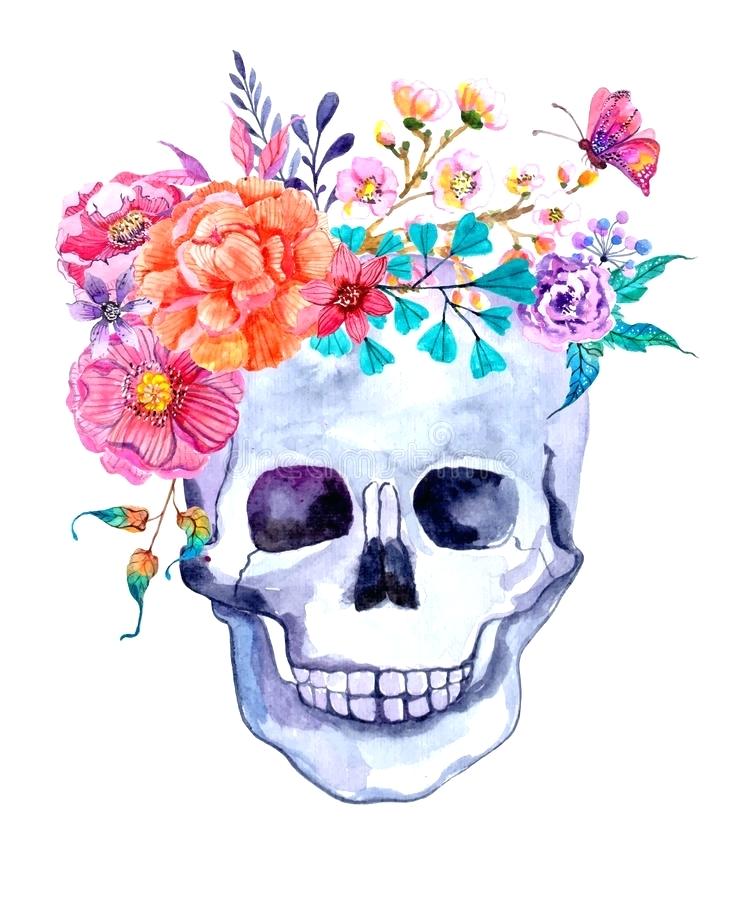 756x900 Interesting Skull Background Download Watercolor Flowers And Skull - Tumblr Watercolor Flowers