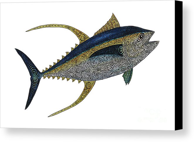 661x483 Tribal Watercolor Ahi Canvas Print Canvas Art By Carol Lynne - Tuna Watercolor